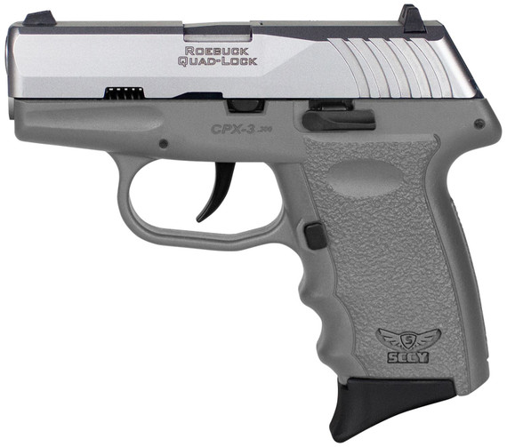 SCCY Industries CPX-3TTSG CPX-3 Sub-Compact Frame 380 ACP 10+1, 3.10 in Stainless Quadlock Barrel, Serrated Stainless Steel Slide, Sniper Gray Polymer Frame w/Finger Grooves, No Safety, Right Hand, Pistol