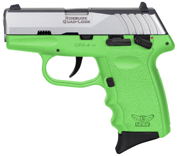 SCCY Industries CPX-4TTLG CPX-4 380 ACP 10+1 2.96 in Lime Green Polymer Serrated SS Slide Finger Grooved Lime Green Polymer Grip, Pistol