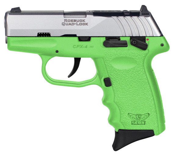 SCCY Industries CPX4TTLGRDRG3 CPX-4 RD 380 ACP 10+1 2.96 in Lime Green Polymer/Serrated Stainless Steel Slide/Finger Grooved Lime Green Polymer Grip, Pistol