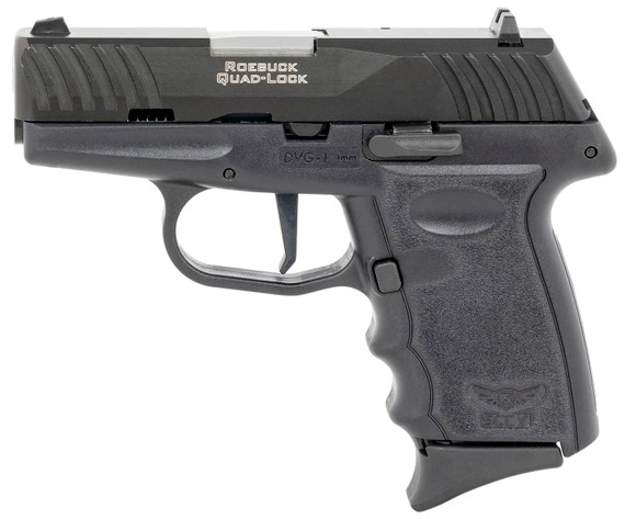 SCCY Industries DVG1CBBKRDR DVG-1 Sub-Compact 9mm Luger 10+1 3.10 in Black Quadlock Barrel/Black Nitride Serrated Slide/Black Polymer Frame/Black Finger Grooved Polymer Grips Right Hand, Pistol
