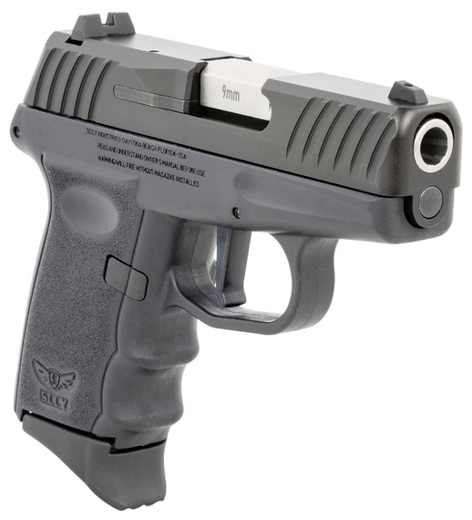 SCCY Industries DVG1CBBKRDR DVG-1 Sub-Compact 9mm Luger 10+1 3.10 in Black Quadlock Barrel/Black Nitride Serrated Slide/Black Polymer Frame/Black Finger Grooved Polymer Grips Right Hand, Pistol
