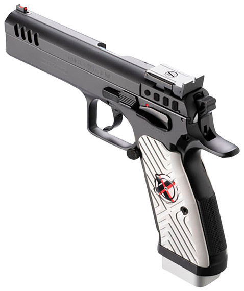 Tanfoglio IFG TFSTOCK2X9 Stock II Xtreme 9mm Luger 16+1/17+1, 4.44 in Black Polygonal, Rifled Barrel, Black Serrated Slide, Black Steel Frame w/Beavertail, White Polymer Grip, Pistol