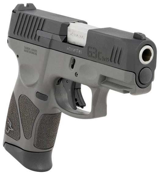 Taurus 1G3C931G G3C Compact Frame 9mm Luger 12+1 3.26 in Matte Stainless Steel Barrel, Matte Black Tenifer Serrated Steel Slide, Gray Polymer Frame w/Picatinny Rail, Gray Polymer Grip, Right Hand, Pistol