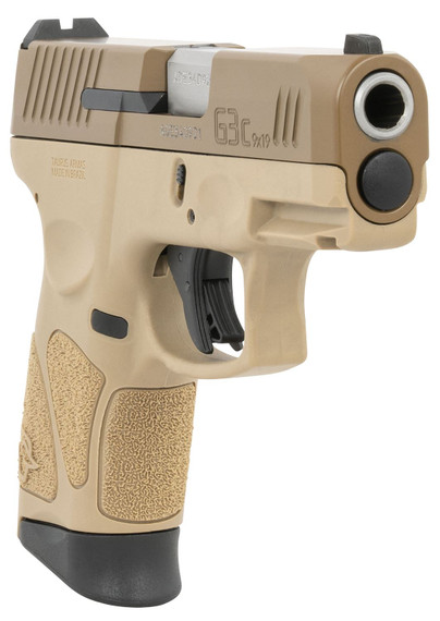 Taurus 1-G3C93ET G3c 9mm Luger Caliber with 3.20 in Barrel, 12+1 Capacity, Tan Finish Picatinny Rail Frame, Serrated Coyote Cerakote Steel Slide & Polymer Grip Includes 3 Mags