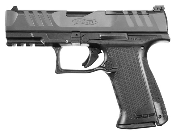 Walther Arms 2871831 PDP F-Series 9mm Luger 10+1 4 in Black Steel Barrel, Black Optic Ready/Serrated Slide, Black Polymer Frame w/Picatinny Rail, Black Performance Duty Texture Grips, Pistol