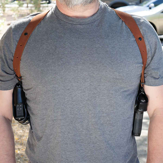 Galco JR212B Jackass Rig Shoulder System Shoulder Size Fits Chest Up To 56 in Black Leather Harness Fits 1911 Right Hand, Holster