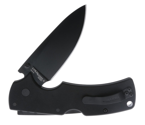 Cold Steel CS58B American Lawman 3.50 in Folding Plain Drop Point Polished w/DLC Coating American S35VN Blade/Black Contoured G10 Handle, Knife