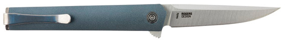 CRKT 7095 CEO Compact 2.61 in Folding Plain Satin 4116 SS Blade, Blue GRN Handle, Includes Pocket Clip, Knife