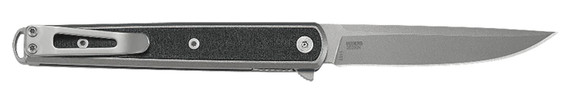 CRKT 7123 Seis 3.32 in Folding Plain Bead Blasted 4116 Stainless Steel Blade/Black GRN Handle Includes Pocket Clip, Knife