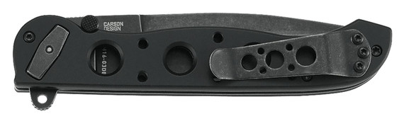 CRKT M1603DB M16 03DB 3.58 in Folding Spear Point Plain Black Stonewashed D2 Steel Blade/Black Aluminum Handle Includes Pocket Clip, Knife