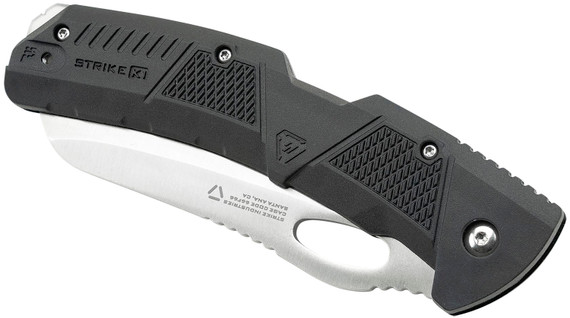 Strike Industries K1BK K1 3.51 in Folding Plain AUS-8A SS Blade Black Textured Polymer Handle Includes Pocket Clip, Knife
