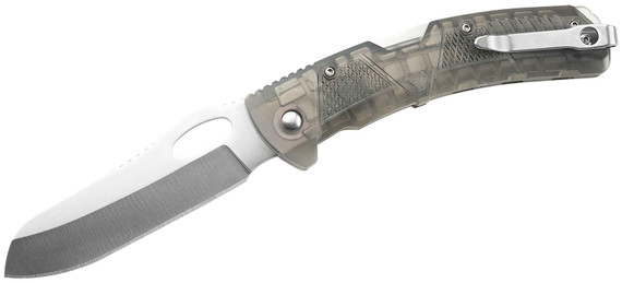 Strike Industries K1TP K1 3.51 in Folding Plain AUS-8A SS Blade Smoke Textured Polymer Handle Includes Pocket Clip, Knife