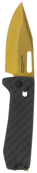 S.O.G SOG12630257 Ultra XR 2.80 in Folding Clip Point Plain Gold TiNi Cryo S35NV Steel Blade/Black Textured Carbon Fiber Handle Includes Pocket Clip, Knife
