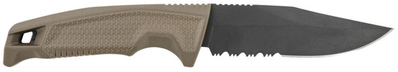 S.O.G SOG17220457 Recondo FX 4.60 in Fixed Part Serrated Satin TiCN Cryo 440C SS Blade FDE Overmolded Rubberized Grip, Includes Sheath, Knife