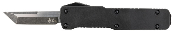 Templar CABR221 Premium Lightweight Micro 1.85 in OTF Tanto Plain Black Oxide Stonewashed Powdered D2 Steel Blade/3.50 in Black Rubber/Aluminum Handle Features California Legal, Knife