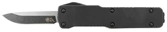Templar CABR321 Premium Lightweight Micro 1.85 in OTF Drop Point Plain Black Oxide Stonewashed Powdered D2 Steel Blade/3.50 in Black Rubber/Aluminum Handle Features California Legal, Knife
