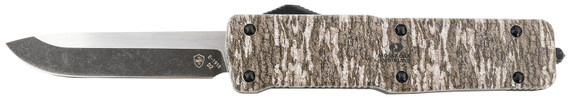 Templar LZMOB321 Premium Weighted Large 3.55 in OTF Drop Point Plain Black Oxide Stonewashed Powdered D2 Steel Blade/5.25 in Mossy Oak Bottomland Aluminum Zinc Alloy Handle, Knife