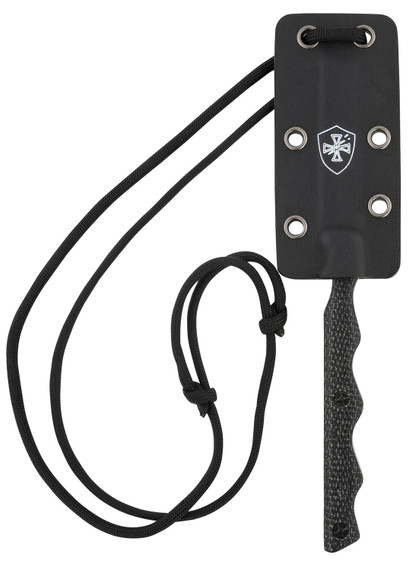 Templar NTKB222 Neck 2.46 in Fixed Tanto Plain Powder Coated D2 Steel Blade/ 4.22 in Black Canvas Micarta Handle Includes Lanyard/Sheath, Knife