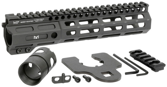 Midwest Industries MINF925 Night Fighter 9.25 in M-LOK Black Hardcoat Anodized Aluminum Includes Barrel Wrench, Nut, & 5 Slot Rail