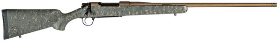Christensen Arms 8010201700 Mesa Long Range 300 PRC 3+1 26 in Burnt Bronze Cerakote Burnt Bronze Cerakote Aluminum Receiver, Green w/Black/Tan Webbing Fixed Long Range Stock, Rifle