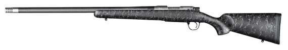 Christensen Arms 8010600500 Ridgeline 6.5 PRC 3+1 24 in Tungsten Gray Cerakote Threaded Target Barrel, Tungsten Gray Cerakote Aluminum Receiver, Black w/Gray Webbing Fixed Sporter Carbon Fiber Stock, , Rifle