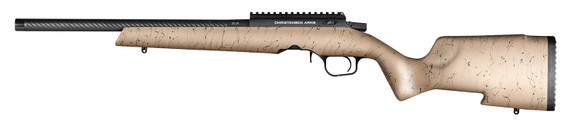 Christensen Arms 8011200100 Ranger 22 LR 10+1 18 in Carbon Fiber/Threaded Barrel, Black Anodized Finish, Tan with Black Webbing Stock, Rifle