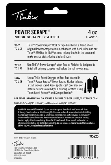 Tinks W5225 Power Scrape Deer Attractant Pre-Rut Finisher Scent 4 oz Bottle