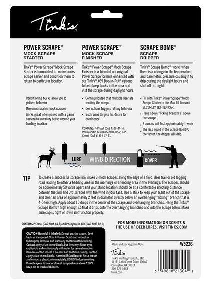 Tinks W5226 Power Scrape All-Season Deer Attractant Pre-Rut Finisher Scent Mock Scrape Starter Scent 4 oz Dripper