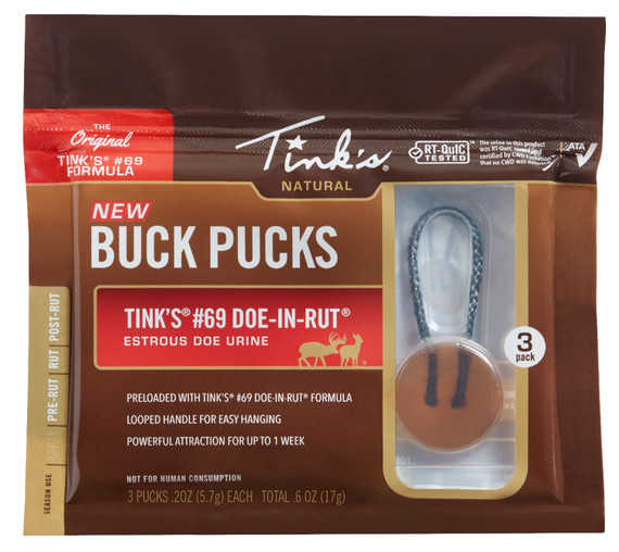 Tinks W6340 #69 Buck Pucks Deer Attractant Doe In Estrus Scent Hang 3 Pack