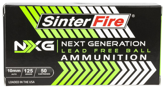 SinterFire Inc SF10125NXG Next Generation (NXG) 10mmAuto 125gr Lead Free Ball 50 Per Box/20 Case Centerfire, Handgun Ammunition