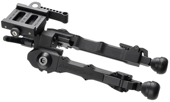 Accu-Tac BRASQDG204 BR-4 G2 Arca Spec Bipod made of Black Hardcoat Anodized Aluminum with ARCA Style Rail Attachment, Steel Feet & 5.75 in-8.25 in Vertical Adjustment