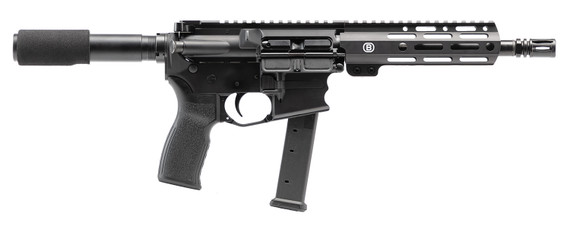 Bersa BAR9GL8BSC AR9 9mm Luger 27+1 8 in Barrel, KAW Valley XL Compensator, Hard Coat Anodized Metal Finish, M-Lok Handguard, Magpul MOE+ Grip, Manual Safety, Pistol