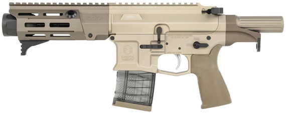 Maxim Defense MXM50822 PDX 505-SPS 300 Blackout 20+1 5.50 in Barrel, Hate Brake Muzzle Booster Under M-Lok Handguard, Aluminum Receiver w/Arid Brown Finish, Arid Brown SCW System, Includes 1 20rd, Magazine, Pistol