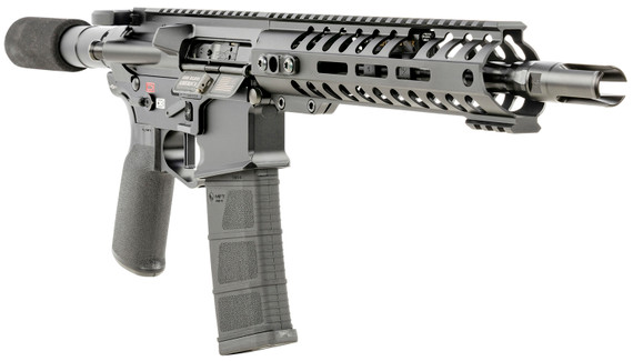 Patriot Ordnance Factory 01796 Renegade + Direct Impingement 300 Blackout Caliber with 10.50 in Barrel, 30+1 Capacity, Black Anodized Metal Finish, Buffer Tube Stock, Black Polymer Grip & 9 in M-LOK Handguard Right Hand, Pistol