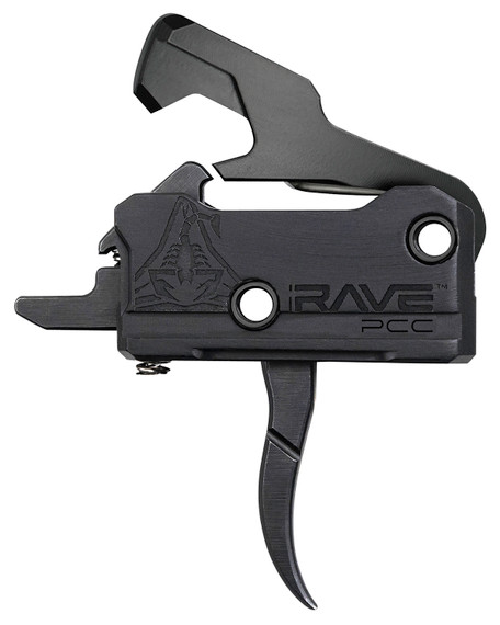 Rise Armament T017PCCBLK Rave, Pistol Caliber Carbine Single-Stage Curved Trigger with 3.50 lbs Draw Weight & Black Nitride Finish for AR-Platform