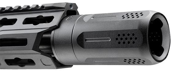 Strike Industries BSOPPRESSORUBK Oppressor Universal Blast Shield Multi-Cal 3.37 inL 1.61 inD Black Anodized Steel/Aluminum for Barrels with 1/2 in & 5/8 in Threads (Max .98 inD Barrels)