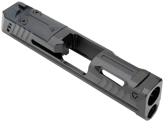 Strike Industries P365SLIDEBK Strike Replacement Slide Black Stainless Steel with Ports & Optics Cut for Sig P365 Includes Charging Handle