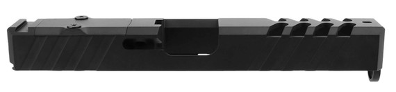 TacFire Replacement Slide 9mm Luger Graphite Black Cerakote Stainless Steel with Optics Cut & Slide Ports for Glock 17 Gen3