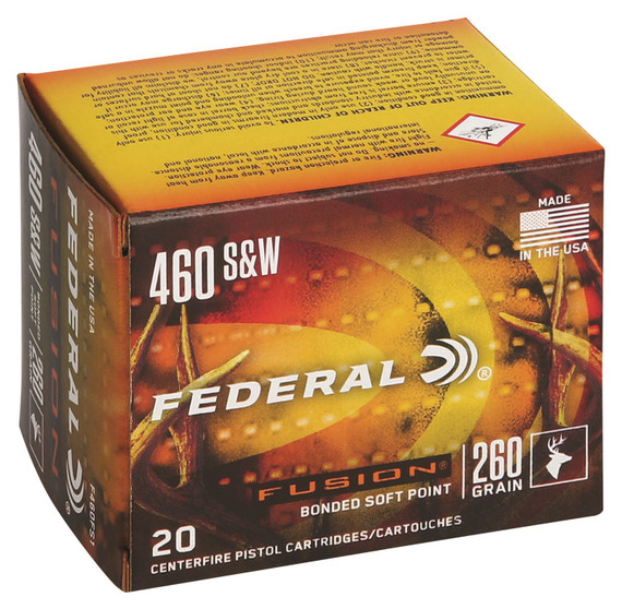 Federal F460FS1 Fusion 460S&W Mag 260gr Fusion Soft Point 20 Per Box/10 Case Centerfire, Handgun Ammunition