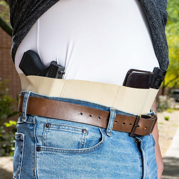 Galco UWERBKHLG UnderWraps Elite Khaki Large Leather/Nylon, Handgun