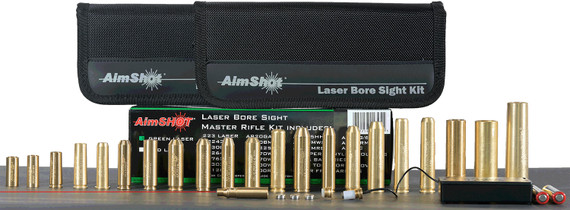 AimShot Master Kit Multi-Caliber Bore Sight with Red 650nM Laser, Uses L736 Button Cell Batteries & 2 AAA Batteries for Battery Pack for, Rifles (Batteries Not Included)