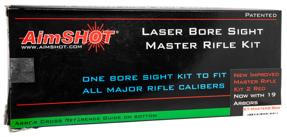AimShot Master Kit Multi-Caliber Bore Sight with Red 650nM Laser, Uses L736 Button Cell Batteries & 2 AAA Batteries for Battery Pack for, Rifles (Batteries Not Included)