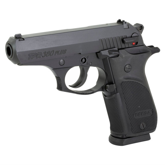 Bersa TPR Plus, Double Action, Semi-automatic, Metal Frame Pistol, 380 ACP, 3.5 in Barrel, Steel, Matte Finish. Black, Fixed Sights, 15 Rounds, 1 Magazine TPR380PM