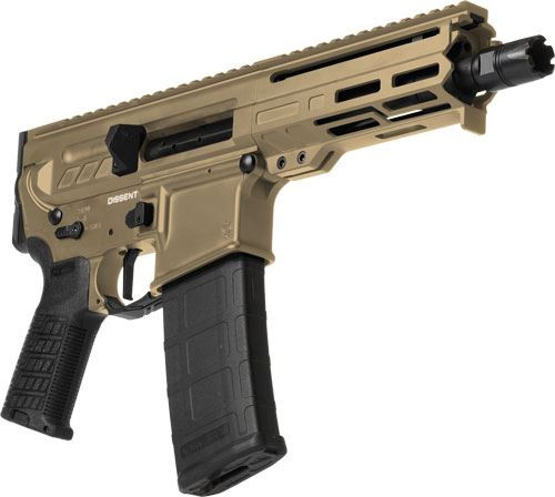 CMMG 55A938FCT Dissent 5.56x45mm NATO 30+1 6.50 in, Coyote Tan Cerakote Rec, OEM Grip, Picatinny Buffer Adapter, Zeroed Drop-In Single Stage Trigger, Pistol
