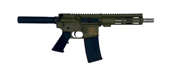 Great Lakes Firearms GL15223SSPODG AR-15 223 Wylde 30+1 7.50 in Stainless Threaded Barrel, 7.13 in M-LOK Handguard, OD Green Cerakote Aluminum Picatinny Rail Receiver, Black Synthetic Buffer Tube, Mil-Spec Grip, Right Hand, Pistol