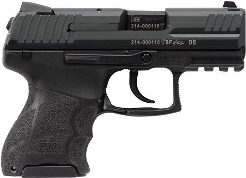 H&K 81000084 P30SK V1 Light LEM Sub-Compact Frame 9mm Luger 10+1, 3.27 in Black Steel Barrel, Serrated Steel Slide, Polymer Frame w/Picatinny Rail, Black Interchangeable Backstrap Grip, Pistol