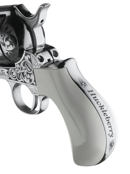 Cimarron PP346HUCKENG Huckleberry 45 Colt (LC) 6 Shot, 3.50 in Nickel Engraved Barrel, Cylinder & Frame, Poly-Ivory w/ inHuckleberry in Engraved On The Backstrap Grip , Revolver