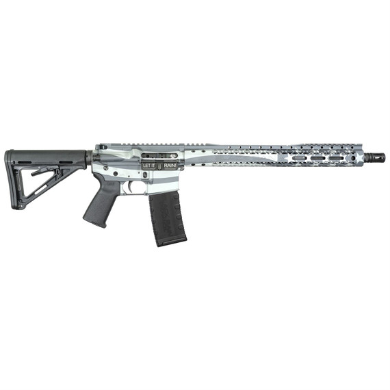 Black Rain Ordnance Spec+, Semi-automatic Rifle, AR, 223 Remington/556NATO, 16 in Chrome-Moly Barrel, Cerakote Finish, Obsidian Flag, 15 in Free Float M-LOK Handguard, Magpul Pistol Grip, Magpul Stock, Black, 30 Rounds, 1 Magazine BRO-PAT-OBSIDIAN