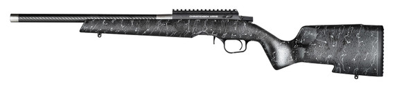 Christensen Arms 8011201400 Ranger 17 HMR 9+1, 18 in Black Carbon Fiber Threaded Barrel, Black w/Gray Webbing Fixed w/Aluminum Pillars Stock, Rifle