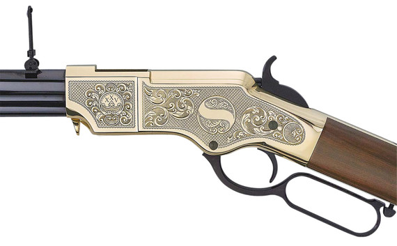 Henry H011D25 Original Deluxe 25th Anniversary Rifle 44-40 Win 13+1 24.50" Blued Octagon Barrel, Engraved Polished Hardened Brass Rec, Hand-Selected Rosewood Stock